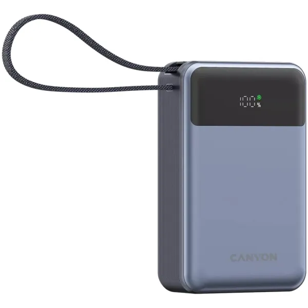 Аккумулятор внешний Power Bank 20000 mAh OnPower 600 built-in cable PD 65W серый Canyon (CNS-CPB600DG) - Фото 11