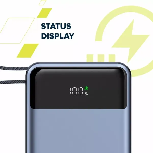 Аккумулятор внешний Power Bank 20000 mAh OnPower 600 built-in cable PD 65W серый Canyon (CNS-CPB600DG) - Фото 13