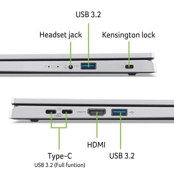Ноутбук Aspire Go AG15-21P 15.6" FHD IPS, AMD R3-7320U, 16GB, F512GB, UMA, Lin, сріблястий Acer (NX.J8TEU.008) - Фото 1