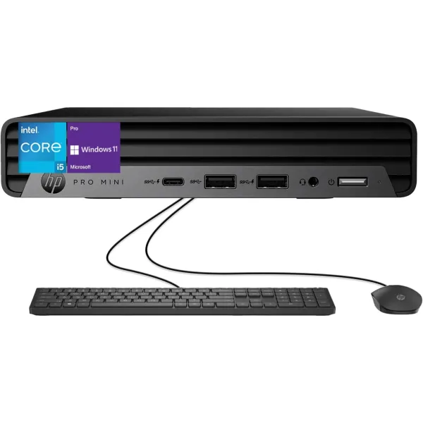 Комп'ютер персональний неттоп Pro 400-G9 Mini, Intel i3-13100T, 8GB, F512GB, UMA, WiFi, кл+м, 3р, Win11P HP (884V0EA) - Фото 1