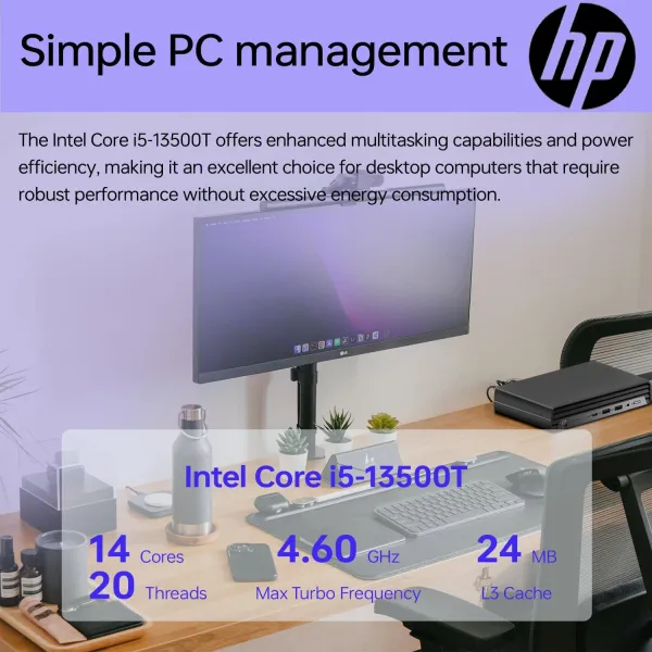 Комп'ютер персональний неттоп Pro 400-G9 Mini, Intel i3-13100T, 8GB, F512GB, UMA, WiFi, кл+м, 3р, Win11P HP (884V0EA) - Фото 3