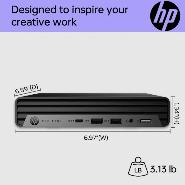 Комп'ютер персональний неттоп Pro 400-G9 Mini, Intel i3-13100T, 8GB, F512GB, UMA, WiFi, кл+м, 3р, Win11P HP (884V0EA) - Фото 4