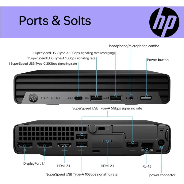 Комп'ютер персональний неттоп Pro 400-G9 Mini, Intel i3-13100T, 8GB, F512GB, UMA, WiFi, кл+м, 3р, Win11P HP (884V0EA) - Фото 5
