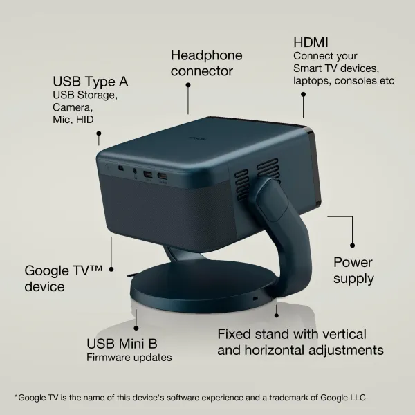 Проектор EF-22N FHD, 1000 lm, LASER, 1, Google TV, Metallic Blue Epson (V11HB38440) - Фото 1