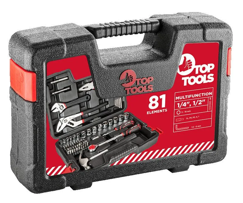 Набор инструментов 1/2", 1/4", 81шт, универсальный Top Tools (38D510) - Фото 3