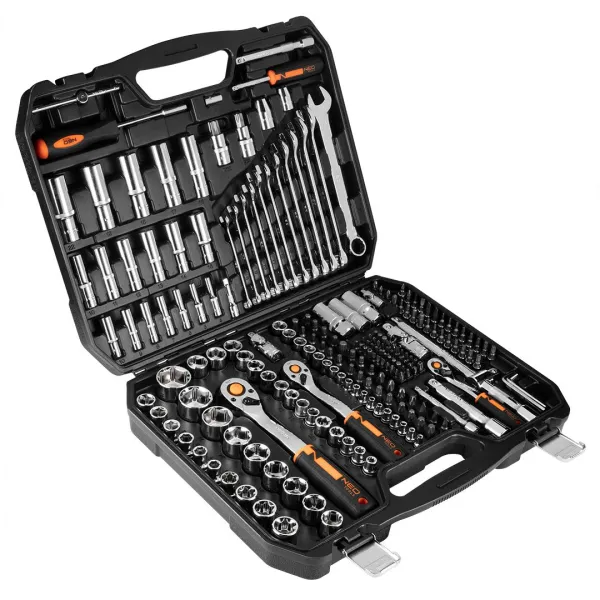 Набор инструмента 219шт, 1/2", 1/4", 3/8", CrV, кейс Neo Tools (10-076) - Фото 2