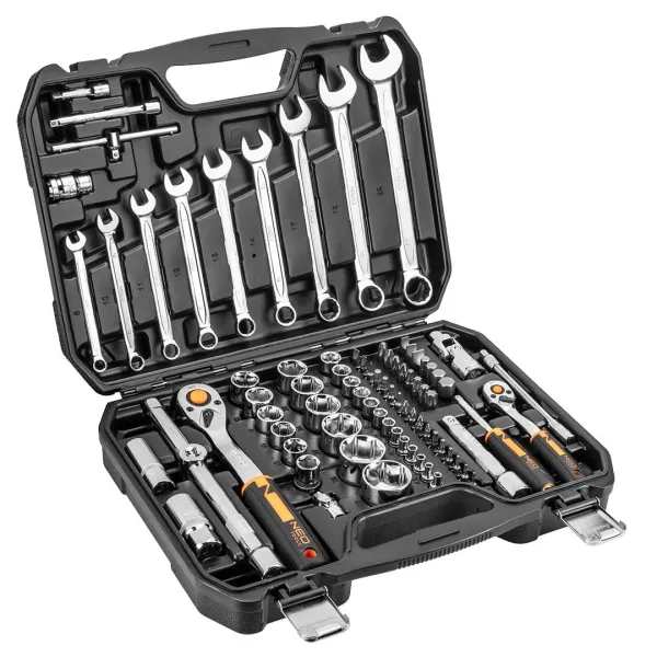 Набор инструмента 82шт, 1/2", 1/4", CrV, кейс Neo Tools (10-059) - Фото 1