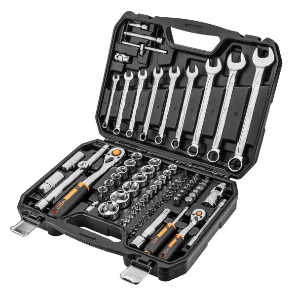 Набор инструмента 82шт, 1/2", 1/4", CrV, кейс Neo Tools (10-059) - Фото 2