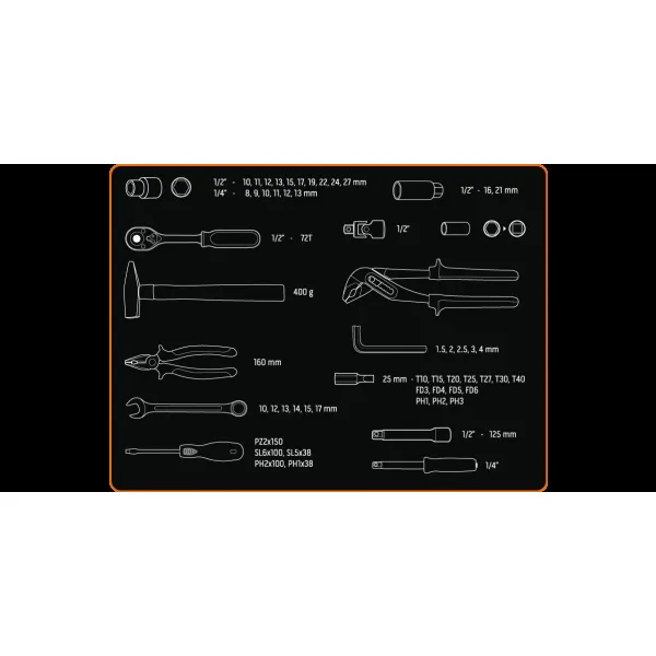 Набор инструментов 1/2", 1/4", 56шт, CrV Neo Tools (08-684) - Фото 2