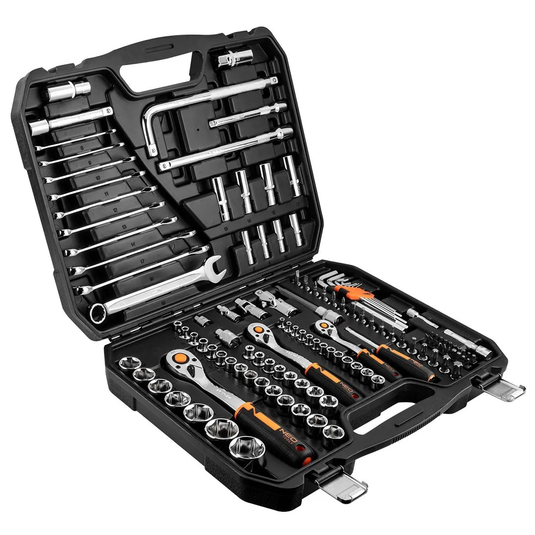 Набір інструментів 126шт, 1/2", 1/4", 3/8", CrV, кейс Neo Tools (10-070) - Фото 1