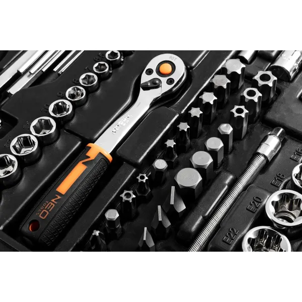 Набор инструмента 233шт, 1/2", 1/4", 3/8", CrV, кейс Neo Tools (10-078) - Фото 3