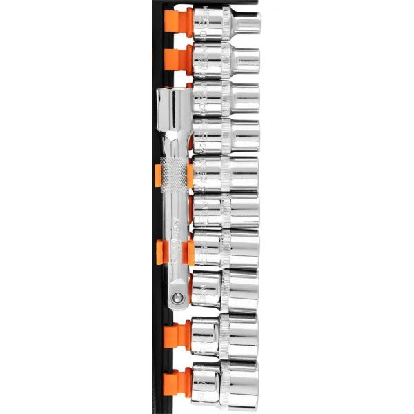 Набір торцевих головок 12шт, 1/2", тріскачка 90 зубців, CrV Neo Tools (10-030N) - Фото 1