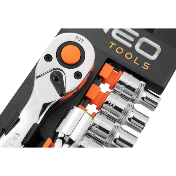 Набір торцевих головок 12шт, 1/2", тріскачка 90 зубців, CrV Neo Tools (10-030N) - Фото 2