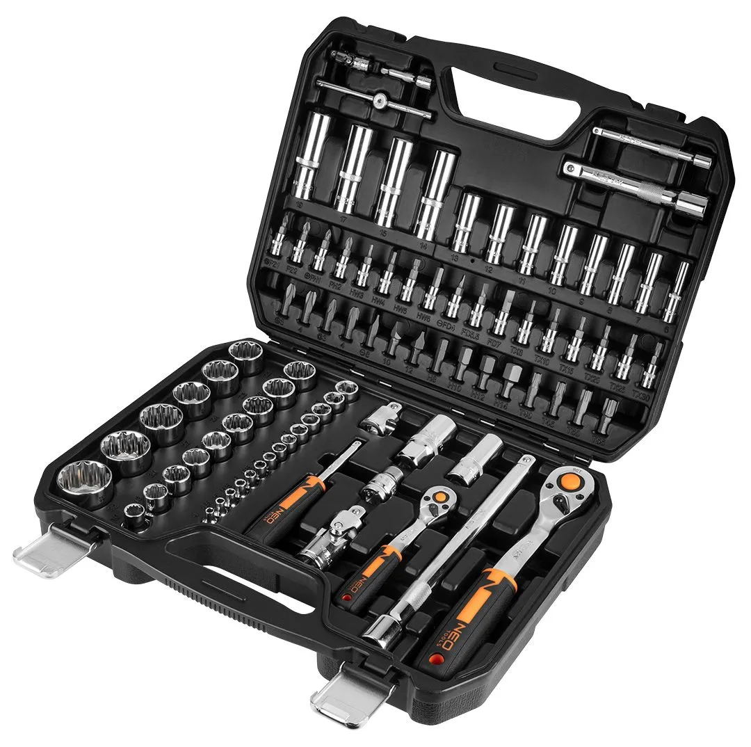 Набір торцевих головок 86шт, 1/2", 1/4", CrV, кейс Neo Tools (10-060) - Фото 4