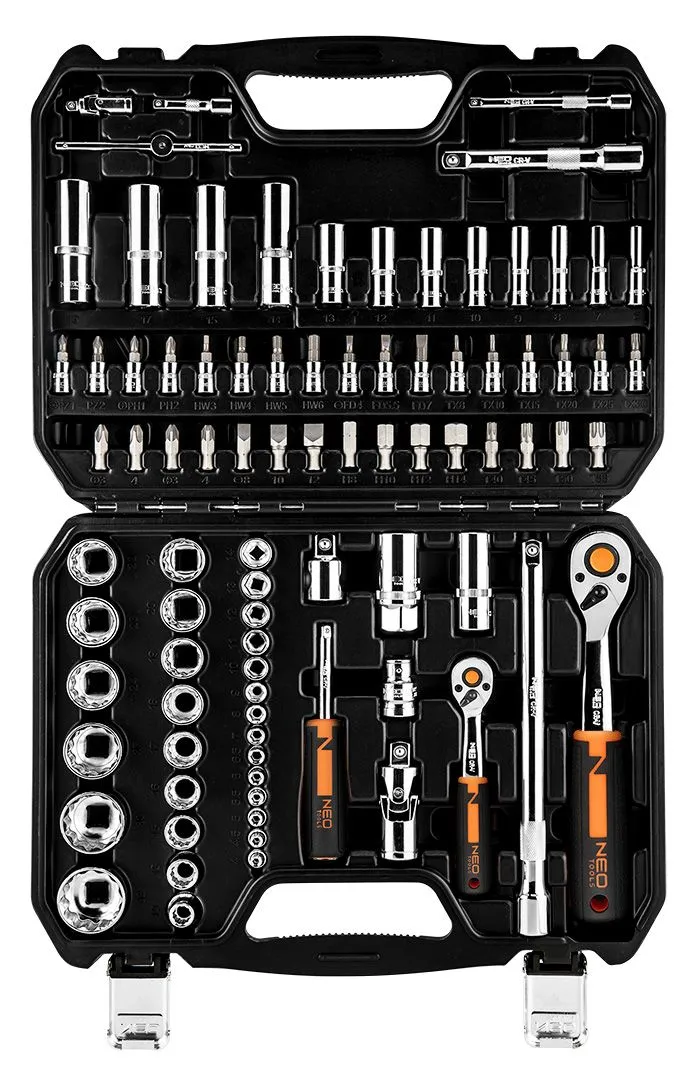 Набір торцевих головок 86шт, 1/2", 1/4", CrV, кейс Neo Tools (10-060) - Фото 5