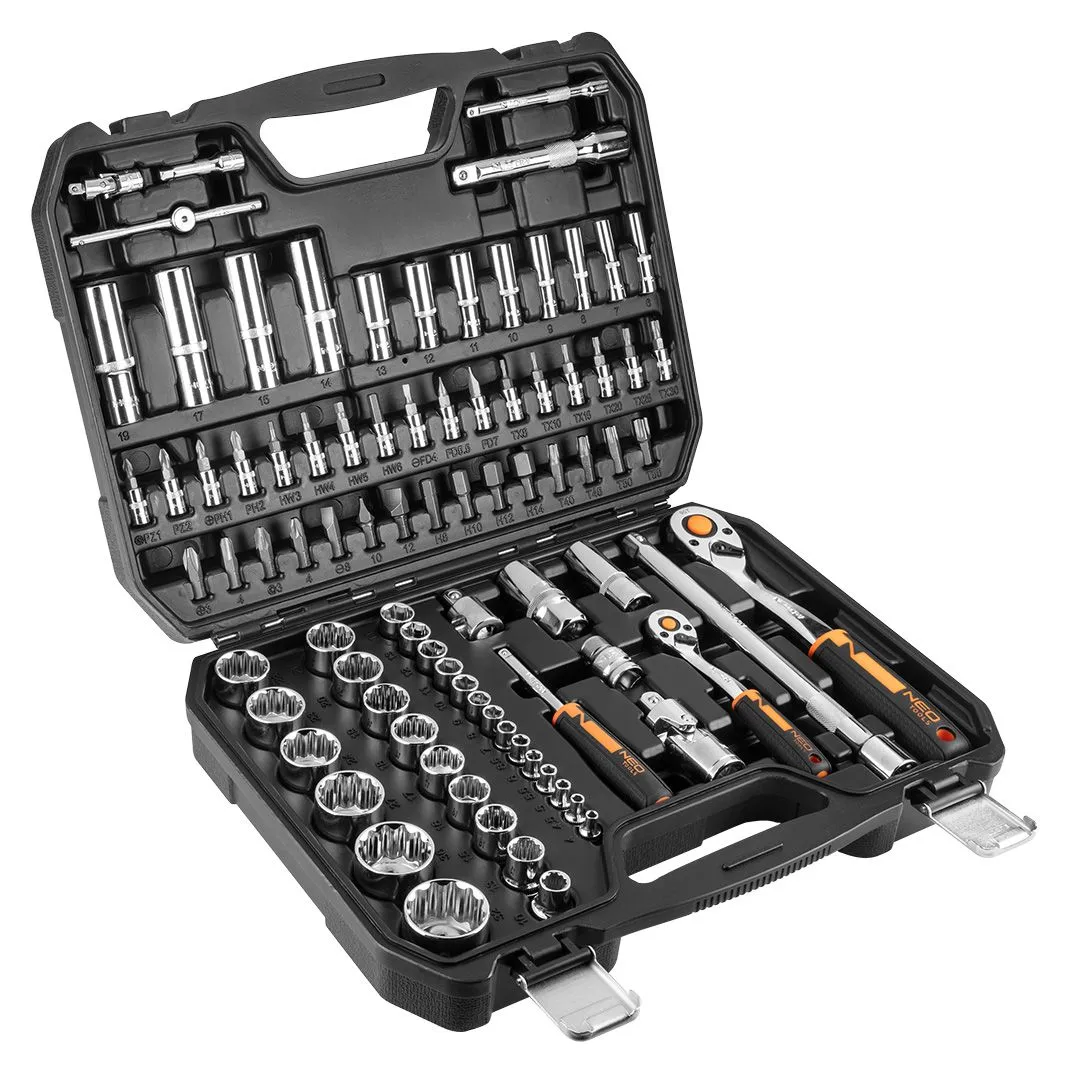 Набір торцевих головок 86шт, 1/2", 1/4", CrV, кейс Neo Tools (10-060) Набір торцевих головок 86шт, 1/2", 1/4", CrV, кейс Neo Tools (10-060)