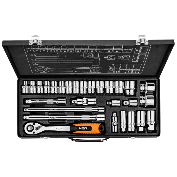 Набор торцевых головок 1/2", 3/8", 28шт Neo Tools (08-677) - Фото 9