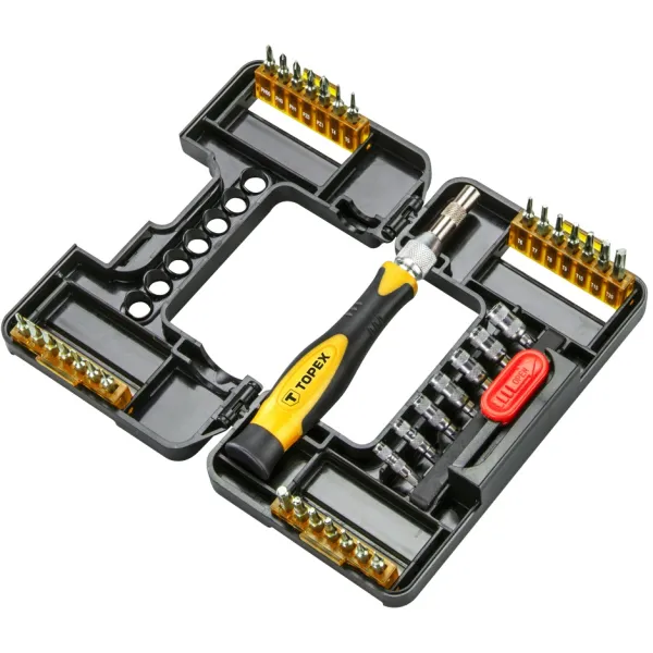 Набор инструментов 37 шт, битодержатель, 1/4", прецизионные, CrV TOPEX (39D343)