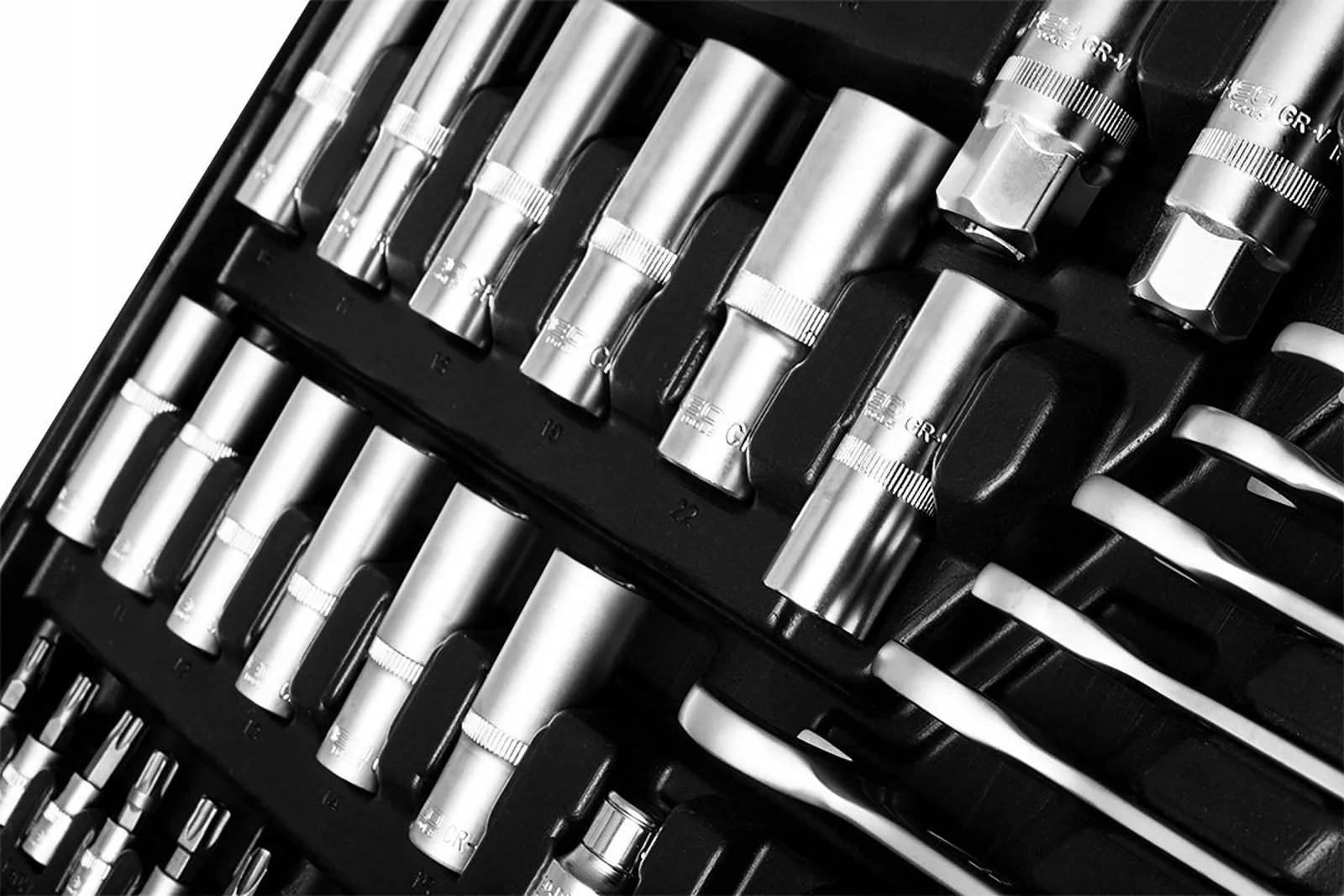 Набір інструменту 216 од., 1/2", 3/8", 1/4", торцеві головки, ключі, кейс Neo Tools (10-216) - Фото 5