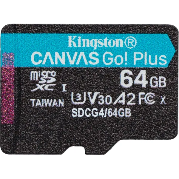Карта памяти 64GB microSD C10 UHS-I U3 A2 V30 R200MB/s Kingston (SDCG4/64GBSP)