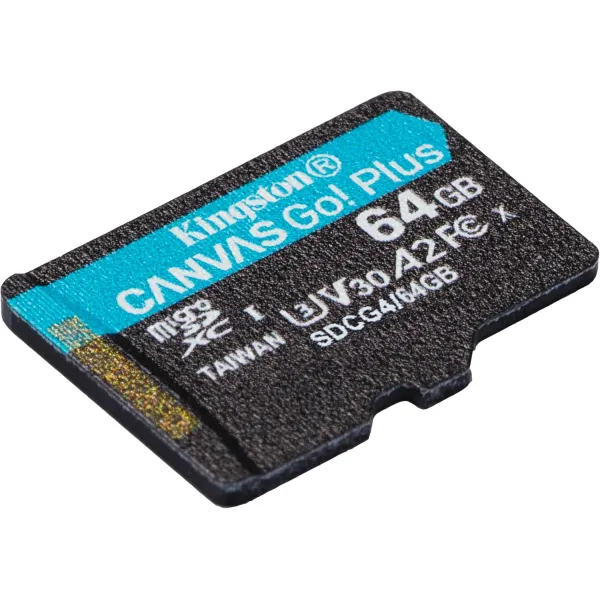 Карта памяти 64GB microSD C10 UHS-I U3 A2 V30 R200MB/s Kingston (SDCG4/64GBSP) - Фото 1