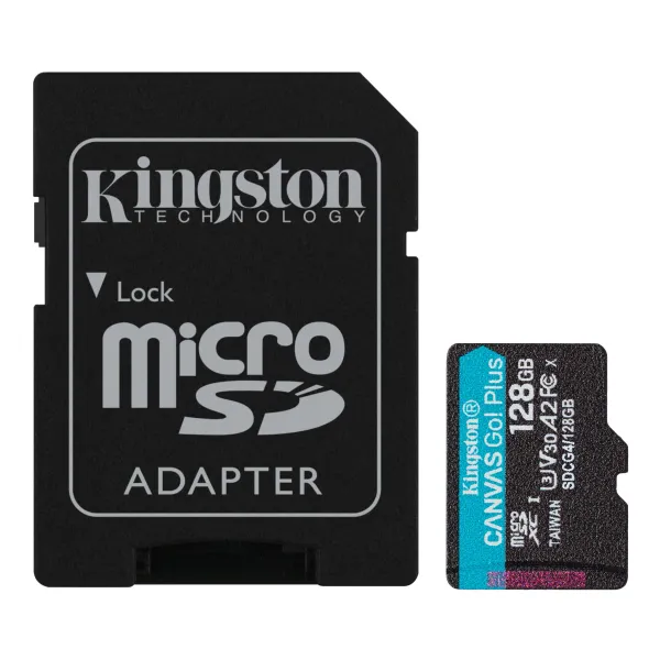Карта памяти 128GB microSD C10 UHS-I U3 A2 V30 R200MB/s + SD Kingston (SDCG4/128GB)