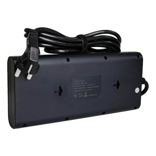 Фильтр сетевой 8 розеток + 4 х USB, 3 м, 16 А, 250 В, черный Patron Power (SP-1683-USB) - Фото 1
