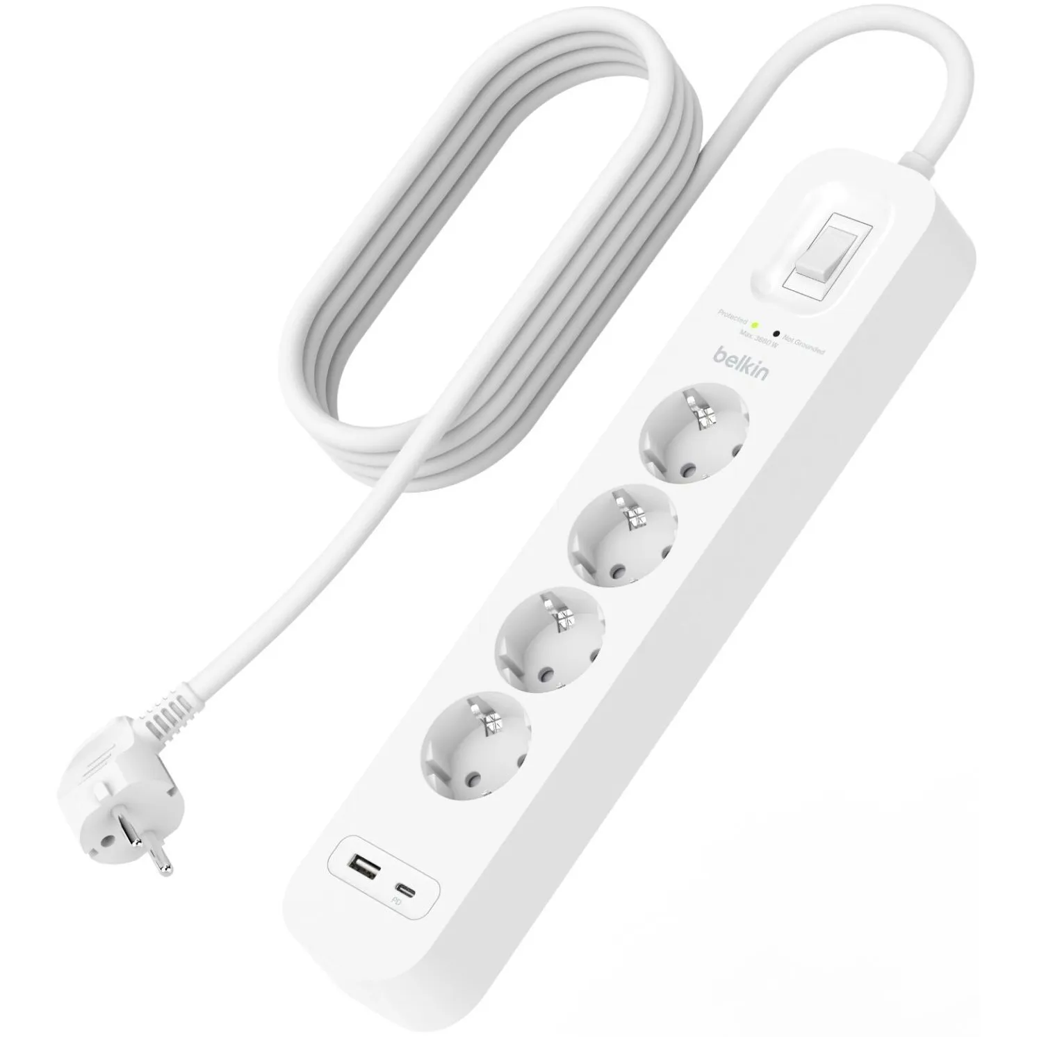 Фильтр сетевой 4хТип F, 3x1.5мм кв, 16А, USB-A/USB-C 18Вт, 2м, белый Belkin (SRB001VF2M) Фильтр сетевой 4хТип F, 3x1.5мм кв, 16А, USB-A/USB-C 18Вт, 2м, белый Belkin (SRB001VF2M)