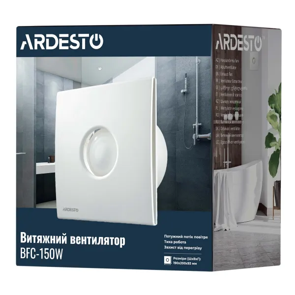 Витяжний вентилятор 25 Вт, 210 м3/г, 1650 об./хв., 35 дБ, білий Ardesto (BFC-150W) - Фото 7