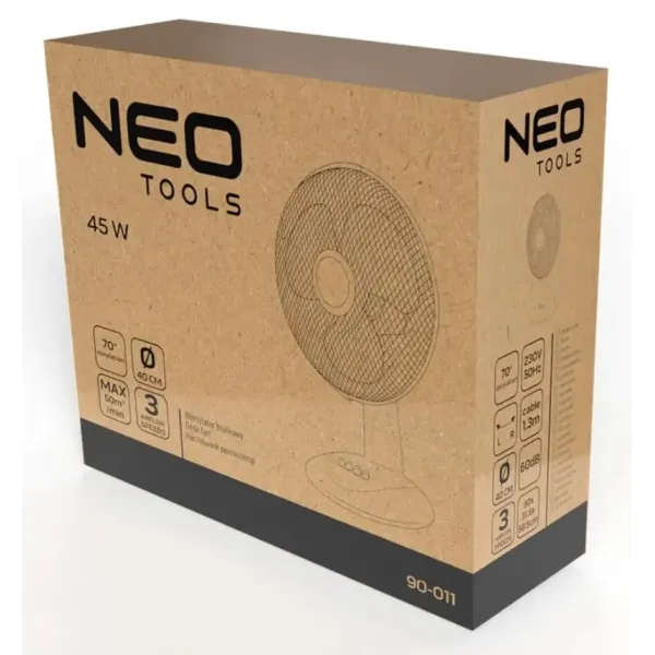 Вентилятор настільний, 40см, 45Вт, білий Neo Tools (90-011) - Фото 6