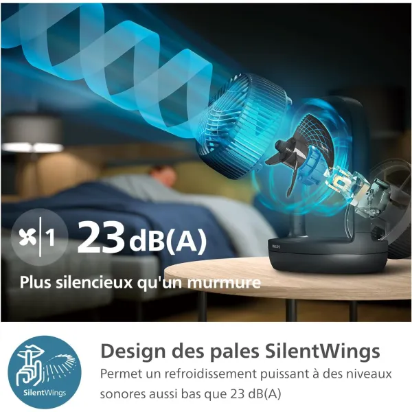 Вентилятор настільний Series 3000, 22см, 27Вт, таймер, поворот 180, чорний Philips (CX3050/01) - Фото 5