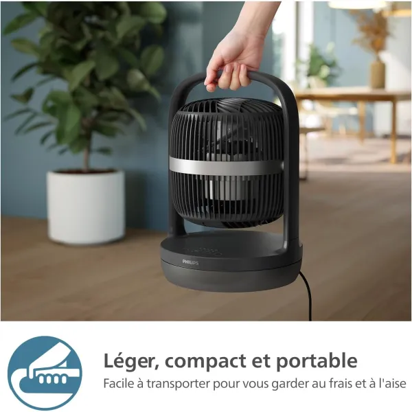 Вентилятор настільний Series 3000, 22см, 27Вт, таймер, поворот 180, чорний Philips (CX3050/01) - Фото 6