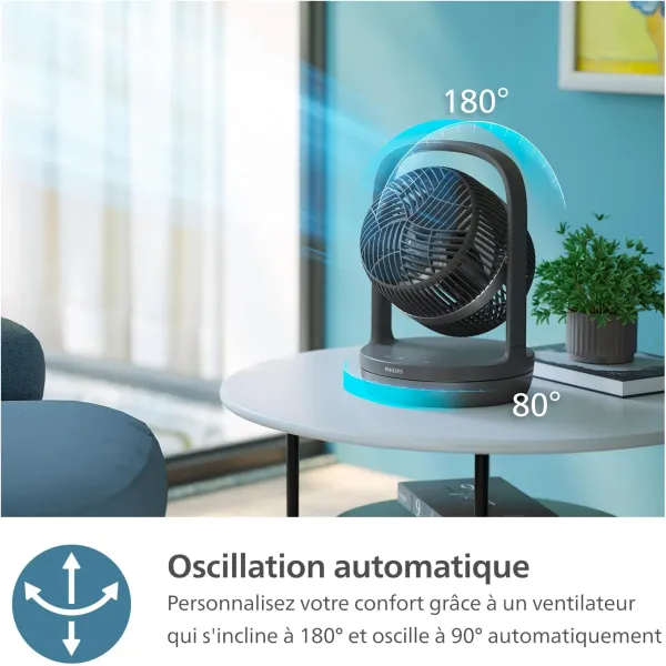 Вентилятор настільний Series 3000, 22см, 27Вт, таймер, поворот 180, чорний Philips (CX3050/01) - Фото 7