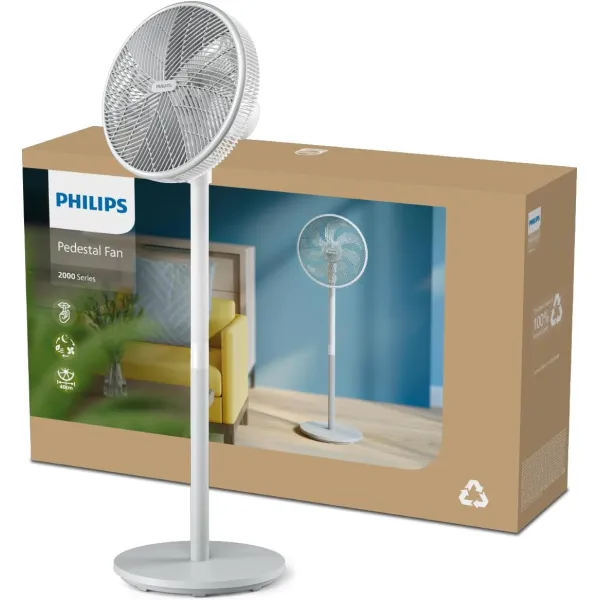 Вентилятор напольный Series 2000, 40см, 48Вт, таймер, поворот 90, белый Philips (CX2550/00) - Фото 8