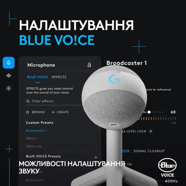 Микрофон USB Type-C игровой G Yeti Orb RGB Lightsync, белый Logitech (988-000558) - Фото 1