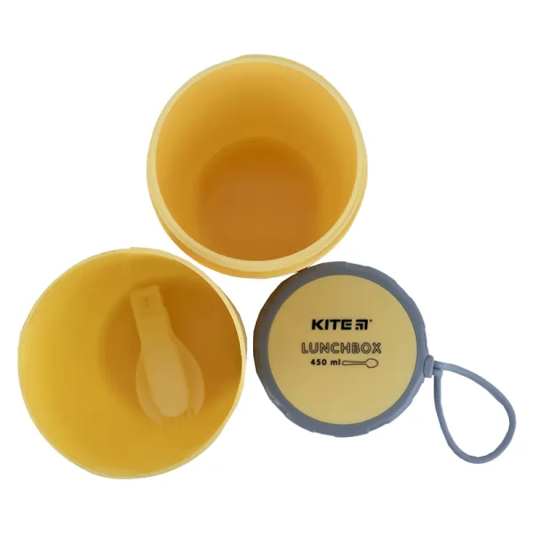 Ланчбокс Kite (контейнер для еды) 450 мл круглый, желтый (k23-187-1) - Фото 2