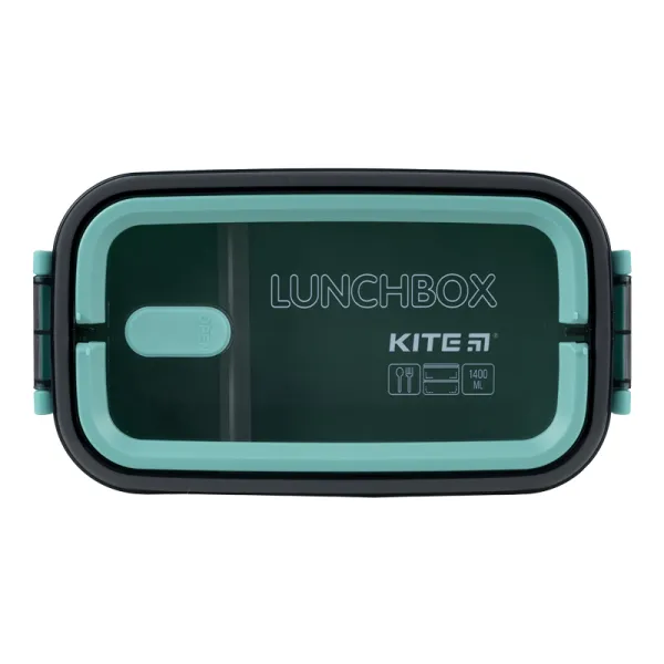 Ланчбокс Kite (контейнер для еды) 1400 мл двойной с наполнением, зеленый (k23-183-2) - Фото 6
