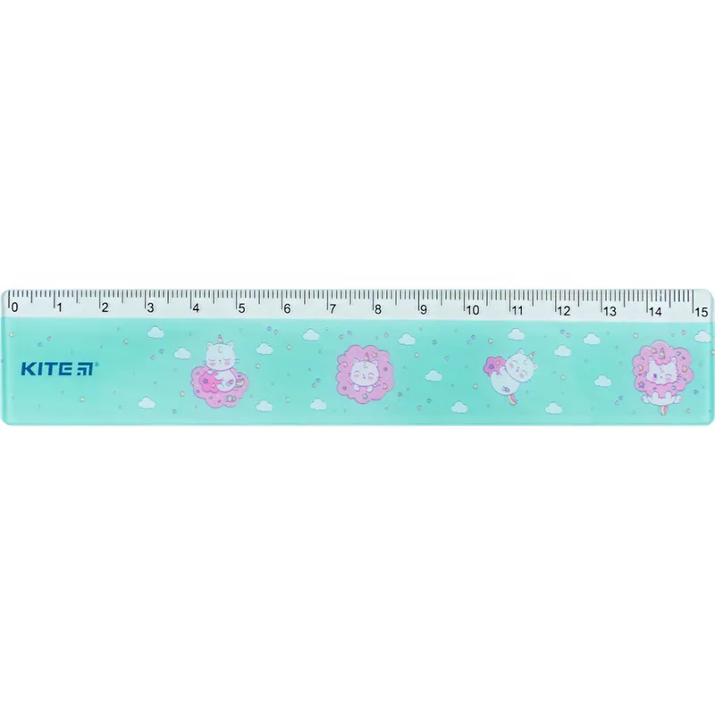 Лінійка пластикова, 15 см Rainbow Catcorn Kite (k24-090-2) Лінійка пластикова, 15 см Rainbow Catcorn Kite (k24-090-2)