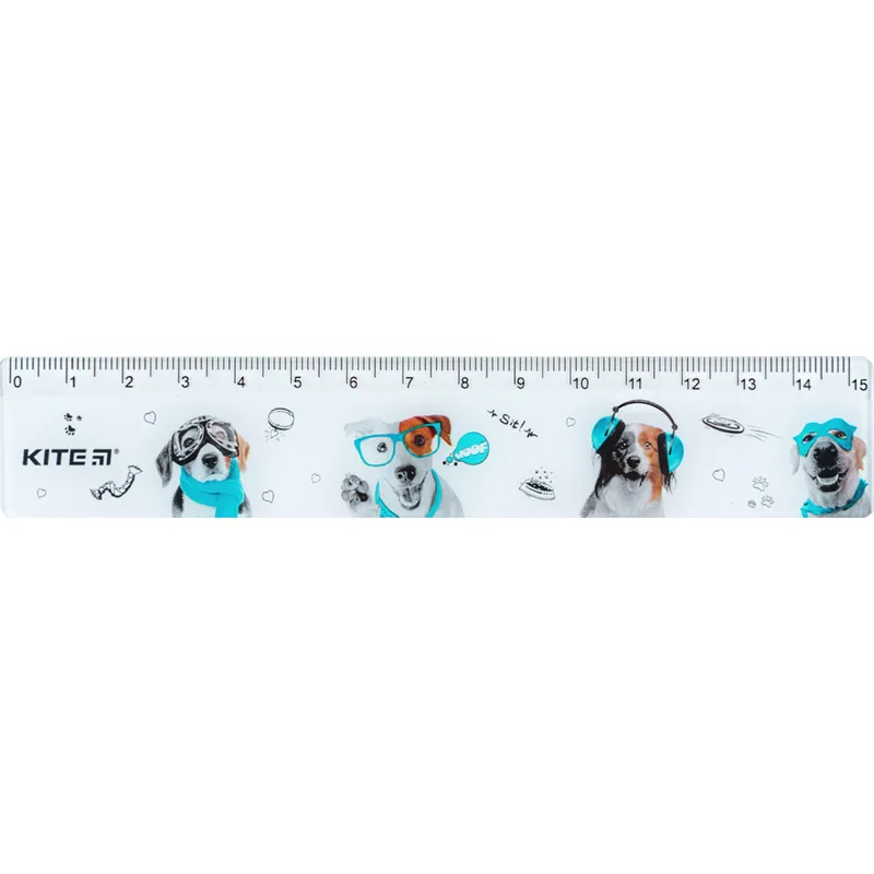 Лінійка пластикова, 15 см Dogs Kite (k24-090-1) Лінійка пластикова, 15 см Dogs Kite (k24-090-1)