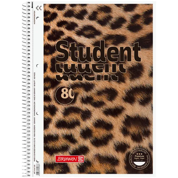 Коледж-блок А4 Premium, клетка, 80 л Animal Brunnen (10 675 28 04)