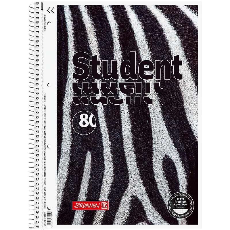 Коледж-блок А4 Premium, клітинка, 80 арк, Zebra Brunnen (10 675 28 05) Коледж-блок А4 Premium, клітинка, 80 арк, Zebra Brunnen (10 675 28 05)