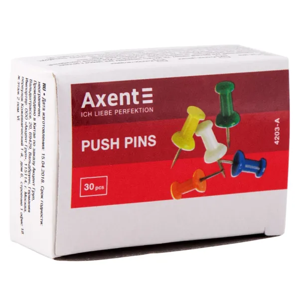 Кнопки-цвяшки кольорові, 30 шт Axent (4203-a) - Фото 1