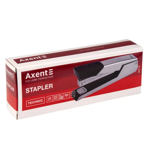 Степлер Technic металлический, 25 листов, скобы №24/6, хром Axent (4937-a) - Фото 1