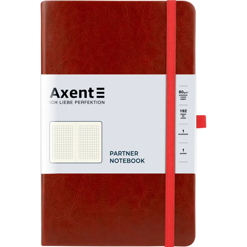 Книга записна Partner Lux, 125х195, 96 л, клетка, бордовая Axent (8202-05-a) - Фото 2