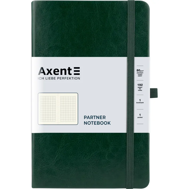 Книга записна Partner Lux, 125х195, 96 л, клетка, зеленая Axent (8202-04-a) - Фото 3