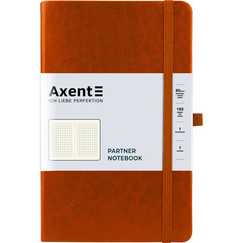 Книга записна Partner Lux, 125х195, 96 арк, клітинка, коричнева Axent (8202-19-a) - Фото 1