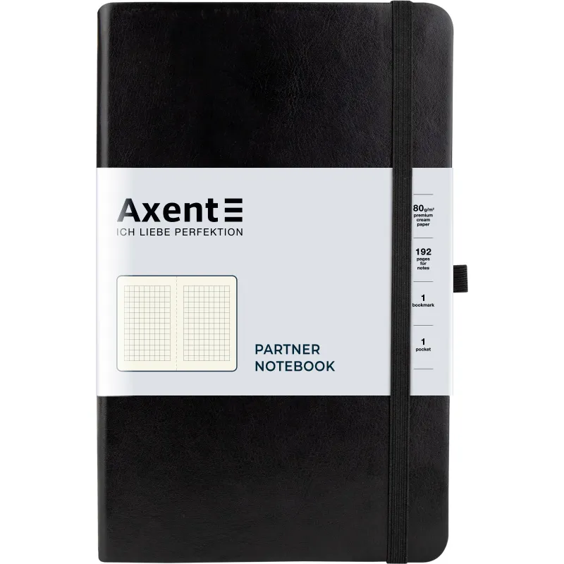 Книга записна Partner Lux, 125х195, 96 л, клетка, черная Axent (8202-01-a) - Фото 2