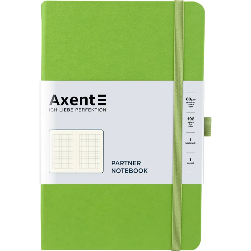 Книга записна Partner, 125х195, 96 арк, клітинка, салатова Axent (8201-04-a) - Фото 1