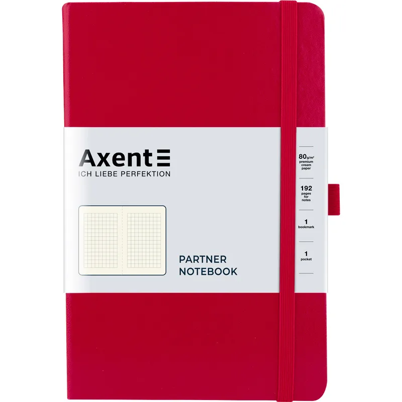 Книга записна Partner, 125х195, 96 арк, клітинка, червона Axent (8201-03-a) - Фото 2