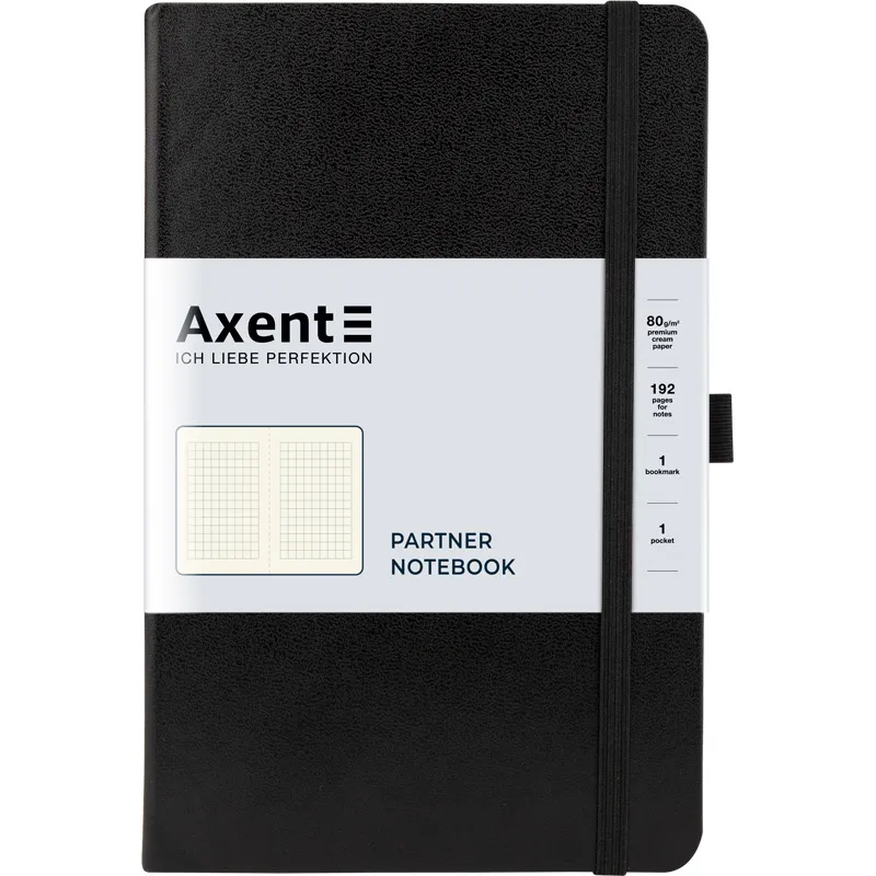 Книга записна Partner, 125х195, 96 арк, клітинка, чорна Axent (8201-01-a) - Фото 3
